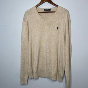 Polo by Ralph Lauren Men's Beige V-Neck Sweater Size XL
